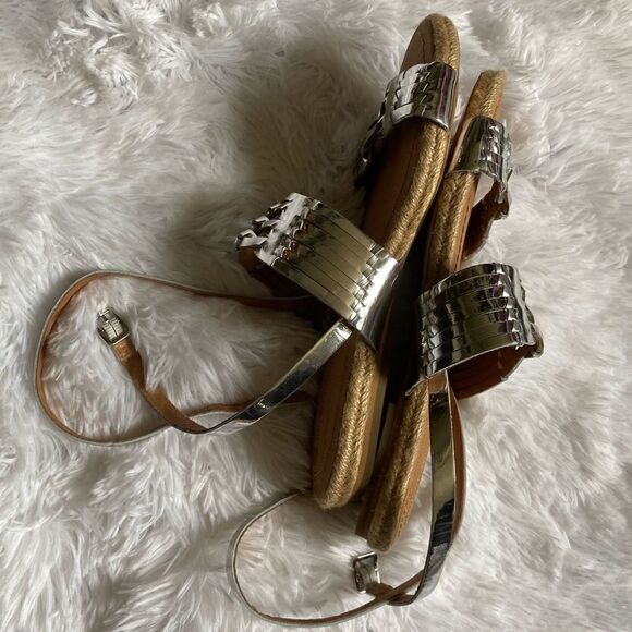 Corso Como Metallic Sandals Leather Silver Strappy Women’s Size 7.5 - Picture 8 of 12